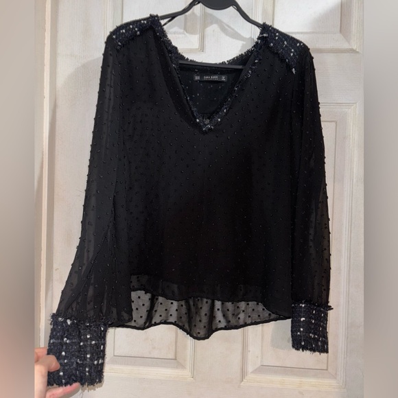 Zara embroided Black blouse - Picture 1 of 2